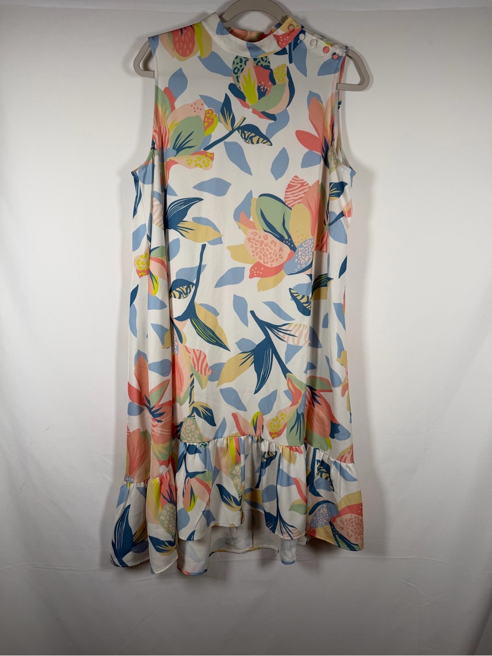 HFR x Undra Celeste New York High-Neck Floral Midi Dress in Cream